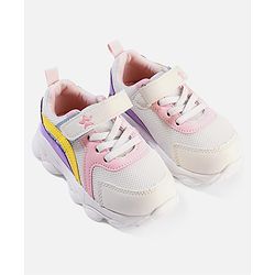 Cute Walk by Babyhug Velcro Closure Colour Block Casual Shoes With Lace Detailing - Pink
