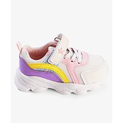 Cute Walk by Babyhug Velcro Closure Colour Block Casual Shoes With Lace Detailing - Pink