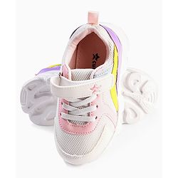 Cute Walk by Babyhug Velcro Closure Colour Block Casual Shoes With Lace Detailing - Pink