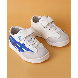 Cute Walk by Babyhug Velcro Closure Sneakers with Stripes - White