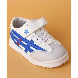 Cute Walk by Babyhug Velcro Closure Sneakers with Stripes - White