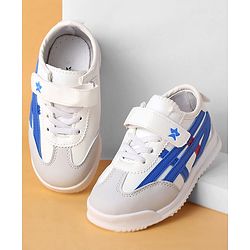 Cute Walk by Babyhug Velcro Closure Sneakers with Stripes - White