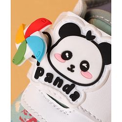 Cute Walk by Babyhug Casual Shoes with Velcro Closure Floral Print & Panda Applique - Green