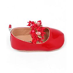 Cute Walk by Babyhug Slip On Booties with Floral Applique - Red