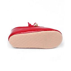 Cute Walk by Babyhug Slip On Booties with Floral Applique - Red