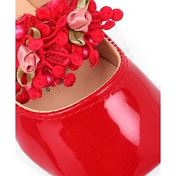 Cute Walk by Babyhug Slip On Booties with Floral Applique - Red