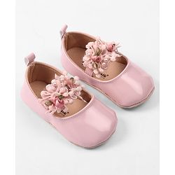 Cute Walk by Babyhug Slip On Booties with Floral Applique - Red