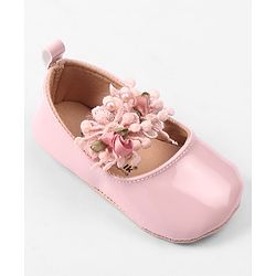 Cute Walk by Babyhug Slip On Booties with Floral Applique - Red