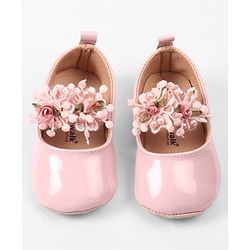Cute Walk by Babyhug Slip On Booties with Floral Applique - Red