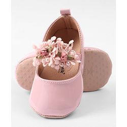 Cute Walk by Babyhug Slip On Booties with Floral Applique - Red