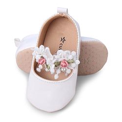 Cute Walk by Babyhug Slip On Booties with Floral Applique - Red