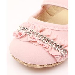 Cute Walk by Babyhug Velcro Closure Booties With Frills & Embellishments - Pink