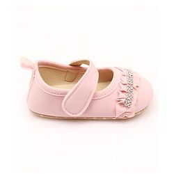 Cute Walk by Babyhug Velcro Closure Booties With Frills & Embellishments - Pink