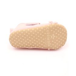 Cute Walk by Babyhug Velcro Closure Booties With Frills & Embellishments - Pink