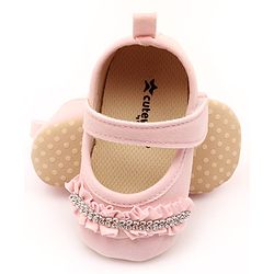 Cute Walk by Babyhug Velcro Closure Booties With Frills & Embellishments - Pink