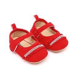 Cute Walk by Babyhug Velcro Closure Booties With Frills & Embellishments - Pink