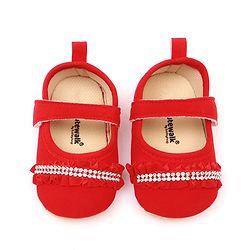 Cute Walk by Babyhug Velcro Closure Booties With Frills & Embellishments - Pink