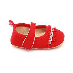 Cute Walk by Babyhug Velcro Closure Booties With Frills & Embellishments - Pink