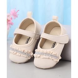 Cute Walk by Babyhug Velcro Closure Booties With Frills & Embellishments - Pink