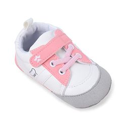 Cute Walk by Babyhug Booties with Velcro Closure & Lace Detailing - White & Pink