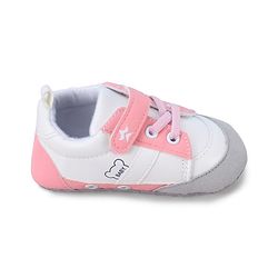 Cute Walk by Babyhug Booties with Velcro Closure & Lace Detailing - White & Pink