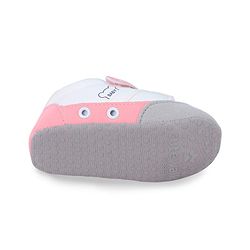 Cute Walk by Babyhug Booties with Velcro Closure & Lace Detailing - White & Pink