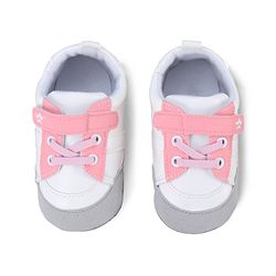 Cute Walk by Babyhug Booties with Velcro Closure & Lace Detailing - White & Pink