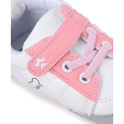 Cute Walk by Babyhug Booties with Velcro Closure & Lace Detailing - White & Pink