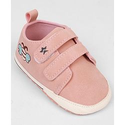 Cute Walk by Babyhug Velcro Closure Booties With Bee Embroidery - Pink