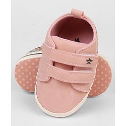 Cute Walk by Babyhug Velcro Closure Booties With Bee Embroidery - Pink
