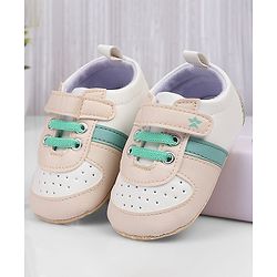 Cute Walk by Babyhug Booties with Velcro Closure & Tape Detailing - Beige