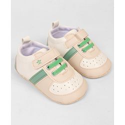 Cute Walk by Babyhug Booties with Velcro Closure & Tape Detailing - Beige