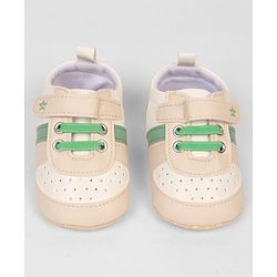 Cute Walk by Babyhug Booties with Velcro Closure & Tape Detailing - Beige