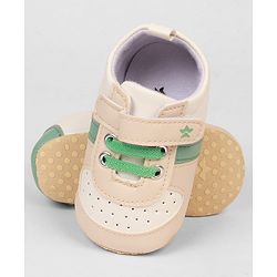 Cute Walk by Babyhug Booties with Velcro Closure & Tape Detailing - Beige