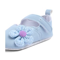 Cute Walk by Babyhug Velcro Closure Booties With Floral Applique - Blue