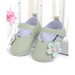 Cute Walk by Babyhug Velcro Closure Booties With Floral Applique - Blue