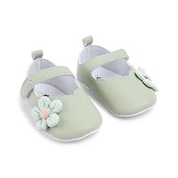 Cute Walk by Babyhug Velcro Closure Booties With Floral Applique - Blue