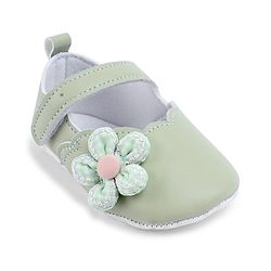 Cute Walk by Babyhug Velcro Closure Booties With Floral Applique - Blue