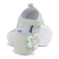 Cute Walk by Babyhug Velcro Closure Booties With Floral Applique - Blue