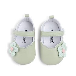 Cute Walk by Babyhug Velcro Closure Booties With Floral Applique - Blue