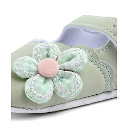 Cute Walk by Babyhug Velcro Closure Booties With Floral Applique - Blue