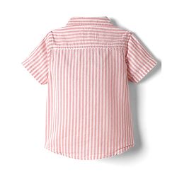 Babyhug Cotton Woven Half Sleeves Striped Shirt - Peach