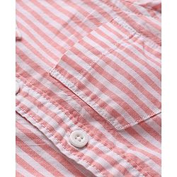 Babyhug Cotton Woven Half Sleeves Striped Shirt - Peach