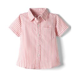 Babyhug Cotton Woven Half Sleeves Striped Shirt - Peach