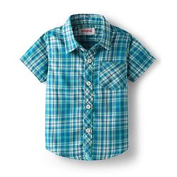 Babyhug Cotton Woven Half Sleeves Checkered Shirt - Teal Blue