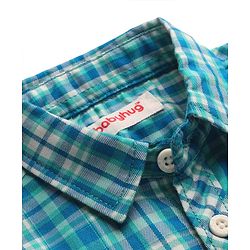 Babyhug Cotton Woven Half Sleeves Checkered Shirt - Teal Blue