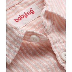 Babyhug Cotton Woven Half Sleeves Striped Shirt - Peach
