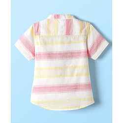 Babyhug Cotton Woven Half Sleeves Mandarin Collar Striped Shirt - Multicolor