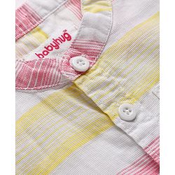 Babyhug Cotton Woven Half Sleeves Mandarin Collar Striped Shirt - Multicolor