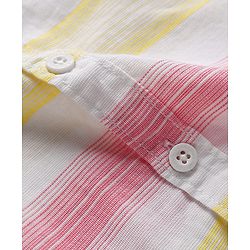 Babyhug Cotton Woven Half Sleeves Mandarin Collar Striped Shirt - Multicolor